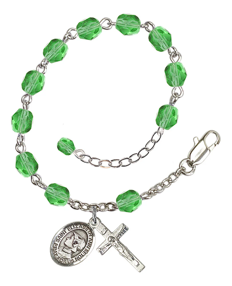 St. Elizabeth Ann Seton Crystal Birthstone Rosary Bracelet - Multiple Birthstones - Image 9