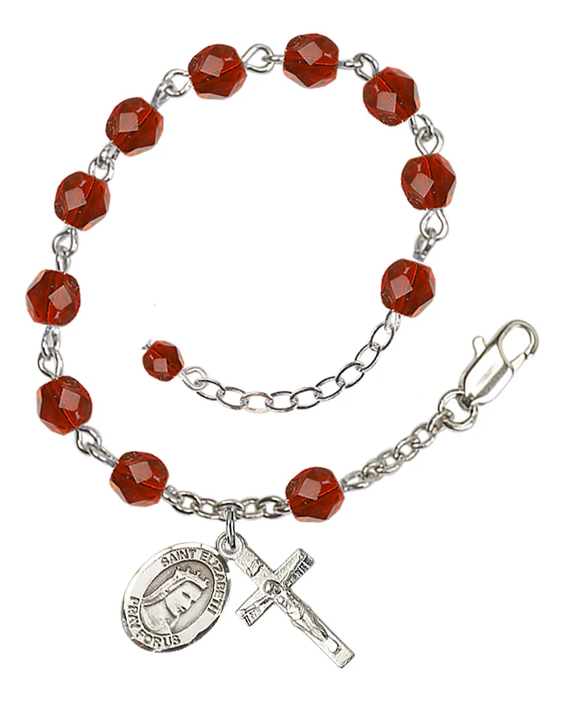 St. Elizabeth of Hungary Crystal Birthstone Rosary Bracelet - Multiple Birthstones - Image 11
