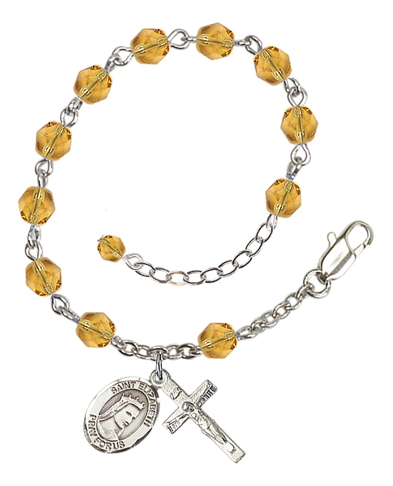 St. Elizabeth of Hungary Crystal Birthstone Rosary Bracelet - Multiple Birthstones - Image 12