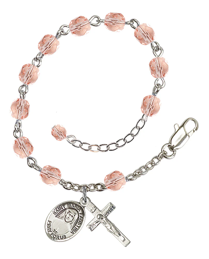 St. Faustina Crystal Birthstone Rosary Bracelet - Image 7