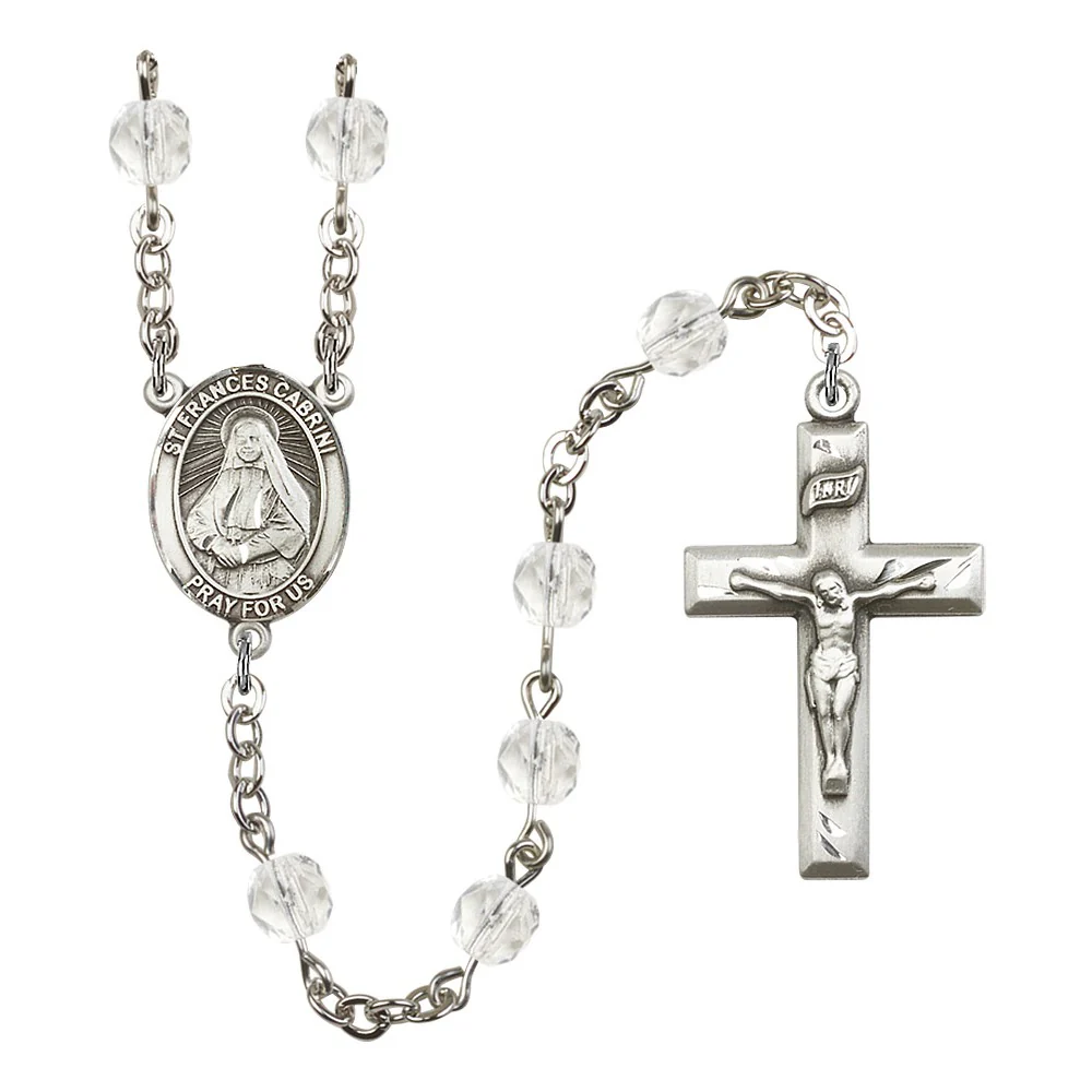 St. Frances Cabrini Crystal April Rosary 6mm