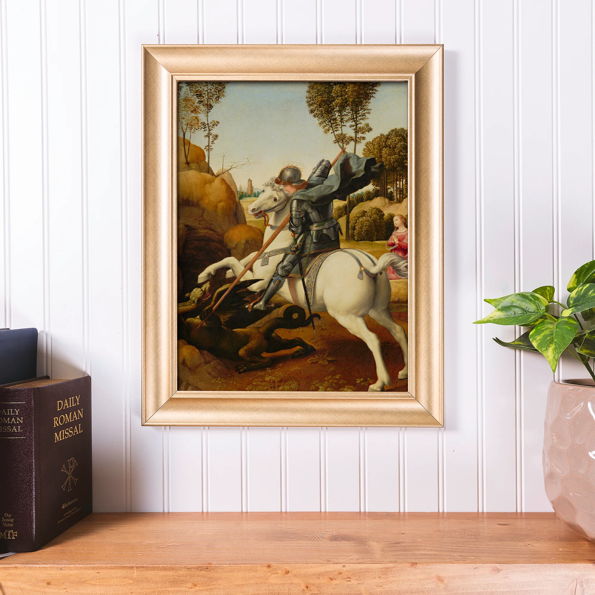 St. George and the Dragon Antique Gold Framed Print - Multiple Sizes - Image 3