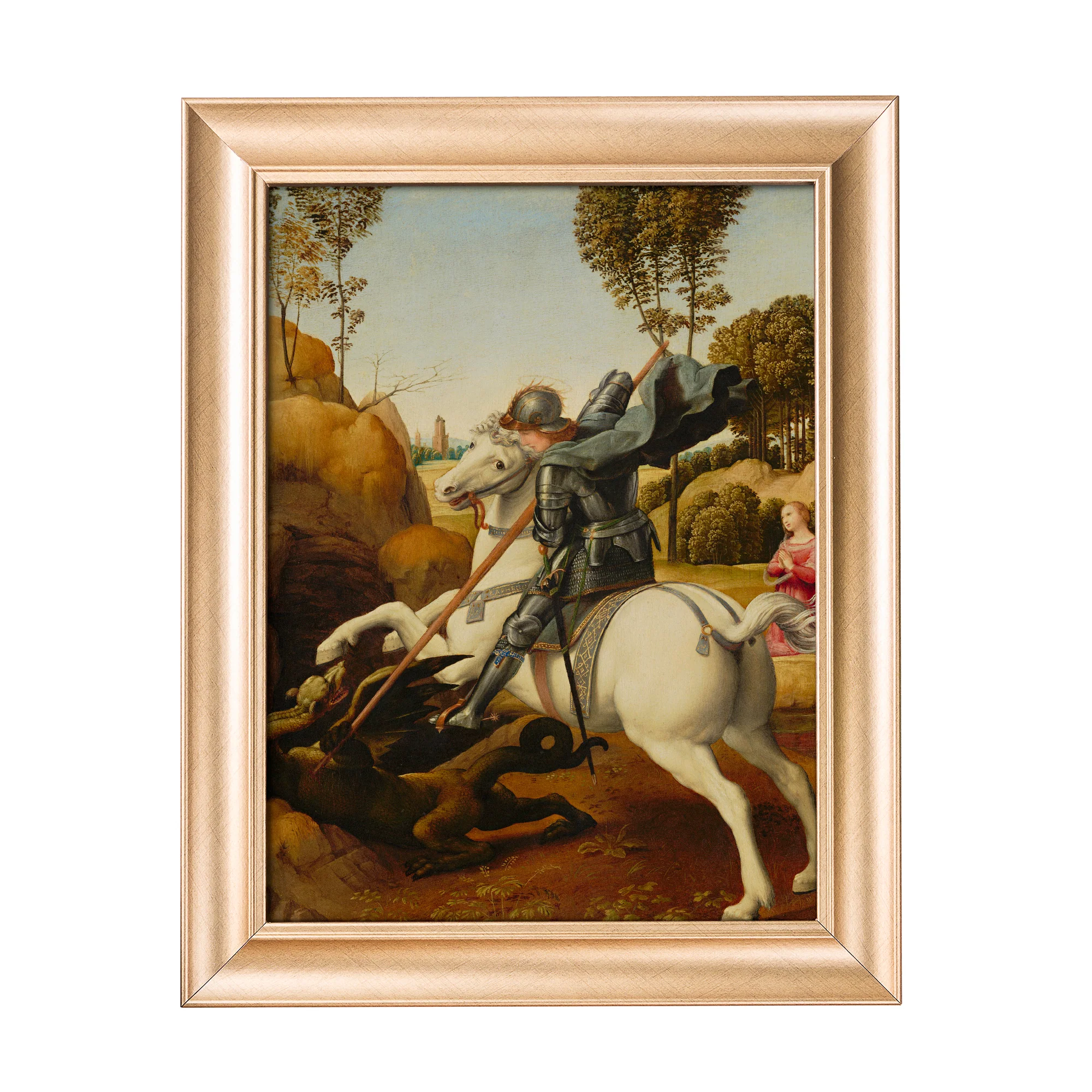 St. George and the Dragon Antique Gold Framed Print - Multiple Sizes - Image 4