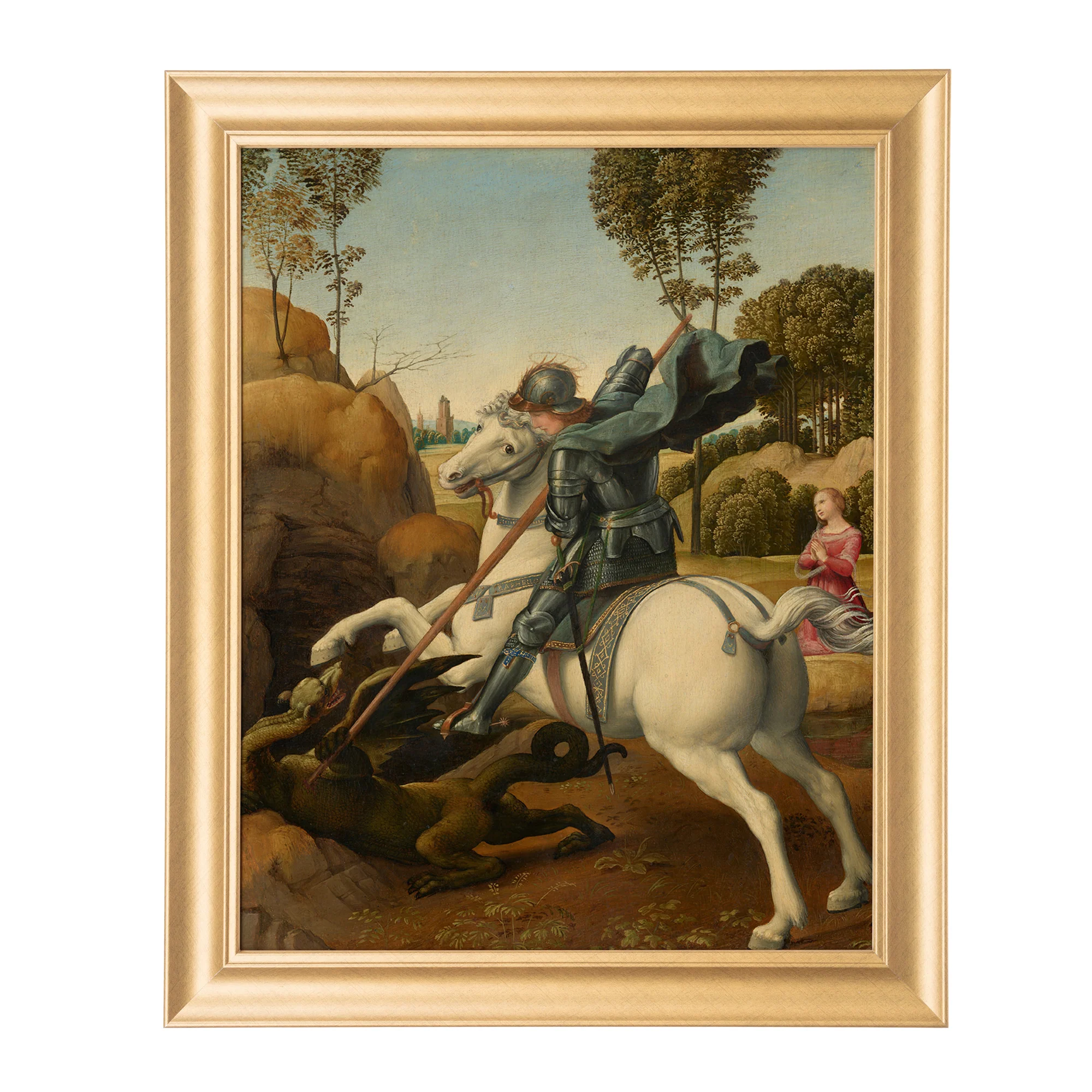 St. George and the Dragon Antique Gold Framed Print - Multiple Sizes - Image 6