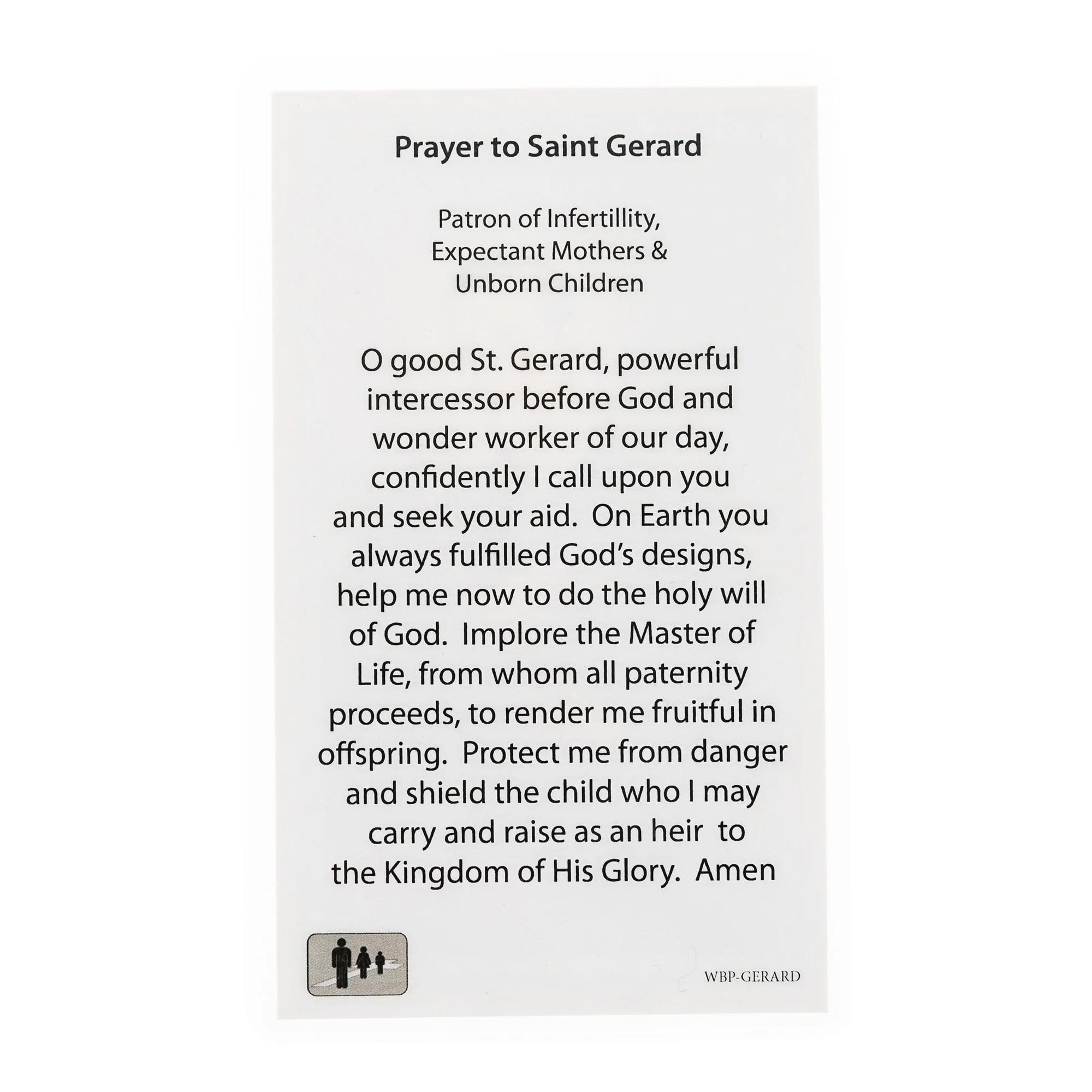 St. Gerard Patron Saint Prayer Card w/Medal - Image 2