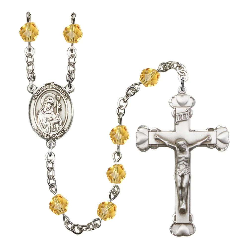 St. Gertrude Of Nivelles Yellow November Rosary 6mm