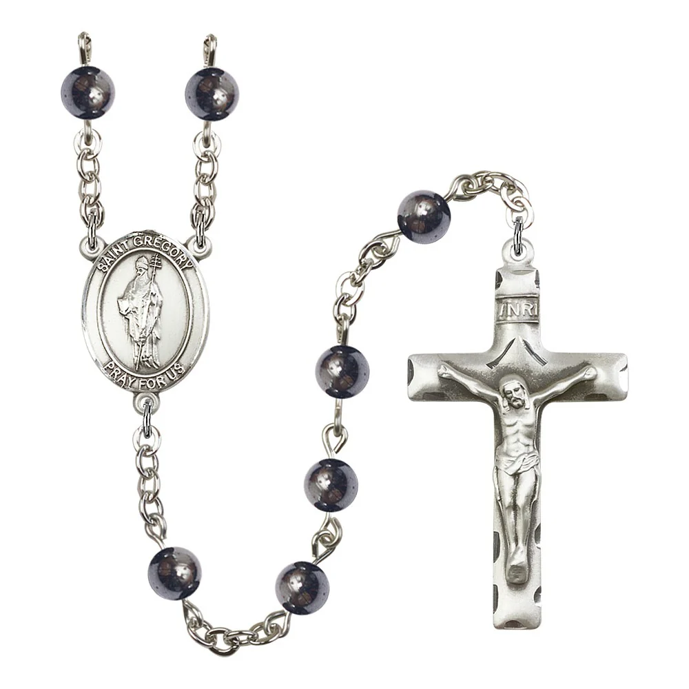 St. Gregory The Great 6mm Hematite Rosary
