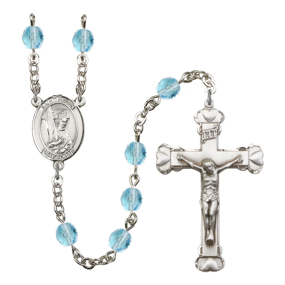 St. Helen Aqua Blue March Rosary 6mm