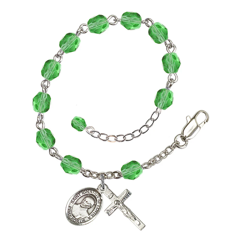 St. Ignatius of Loyola Crystal Birthstone Rosary Bracelet - Multiple Birthstones - Image 5