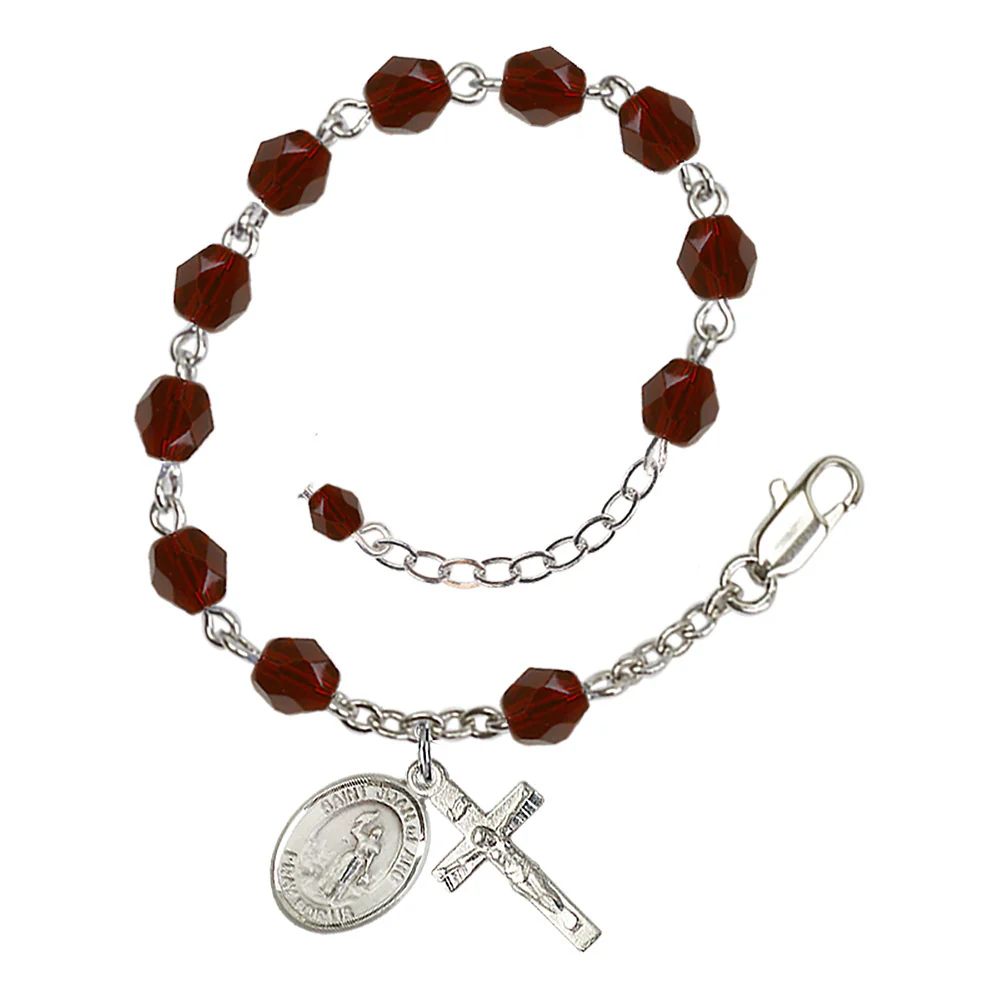 St. Joan of Arc Crystal Birthstone Rosary Bracelet - Multiple Birthstones - Image 2