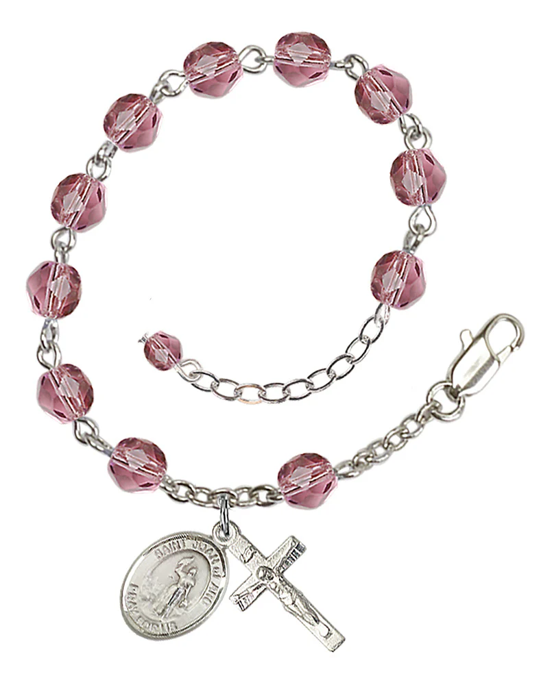 St. Joan of Arc Crystal Birthstone Rosary Bracelet - Multiple Birthstones - Image 4