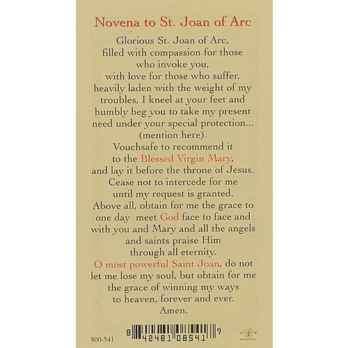 St. Joan of Arc - Prayer Card - Image 2