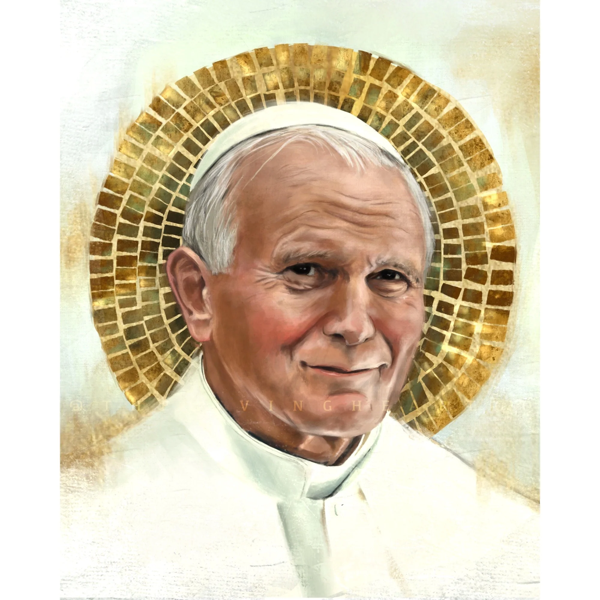 St. John Paul the Great Portrait with Mosaic Halo