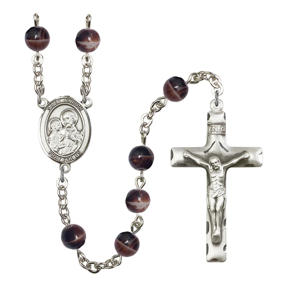 St. Joseph 7mm Brown Rosary