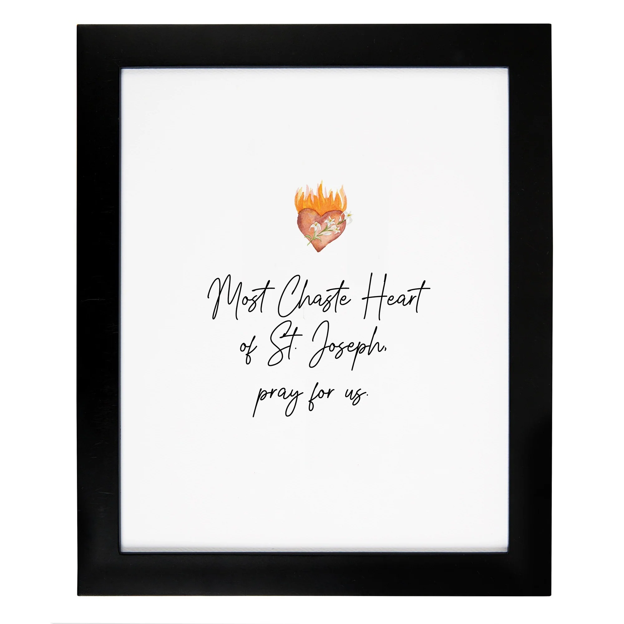 St Joseph Heart Prayer Black Framed Art Print