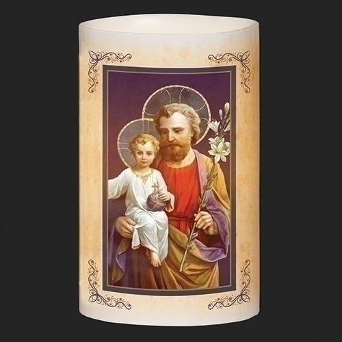 St. Joseph LED Pillar Candle - 6"