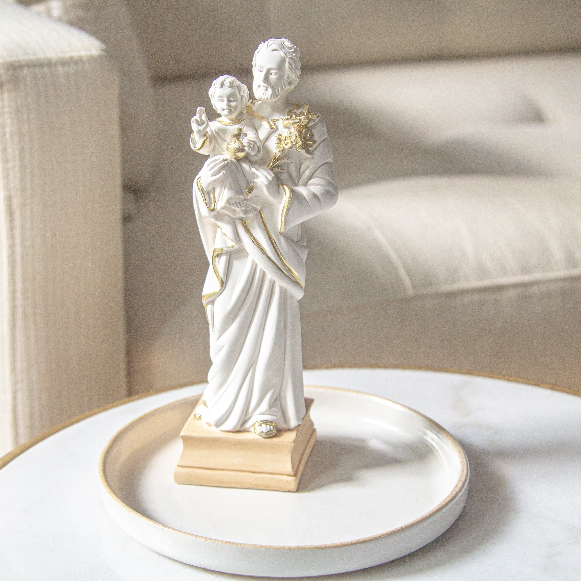 St. Joseph & the Christ Child Statue with Gold - 7.8"