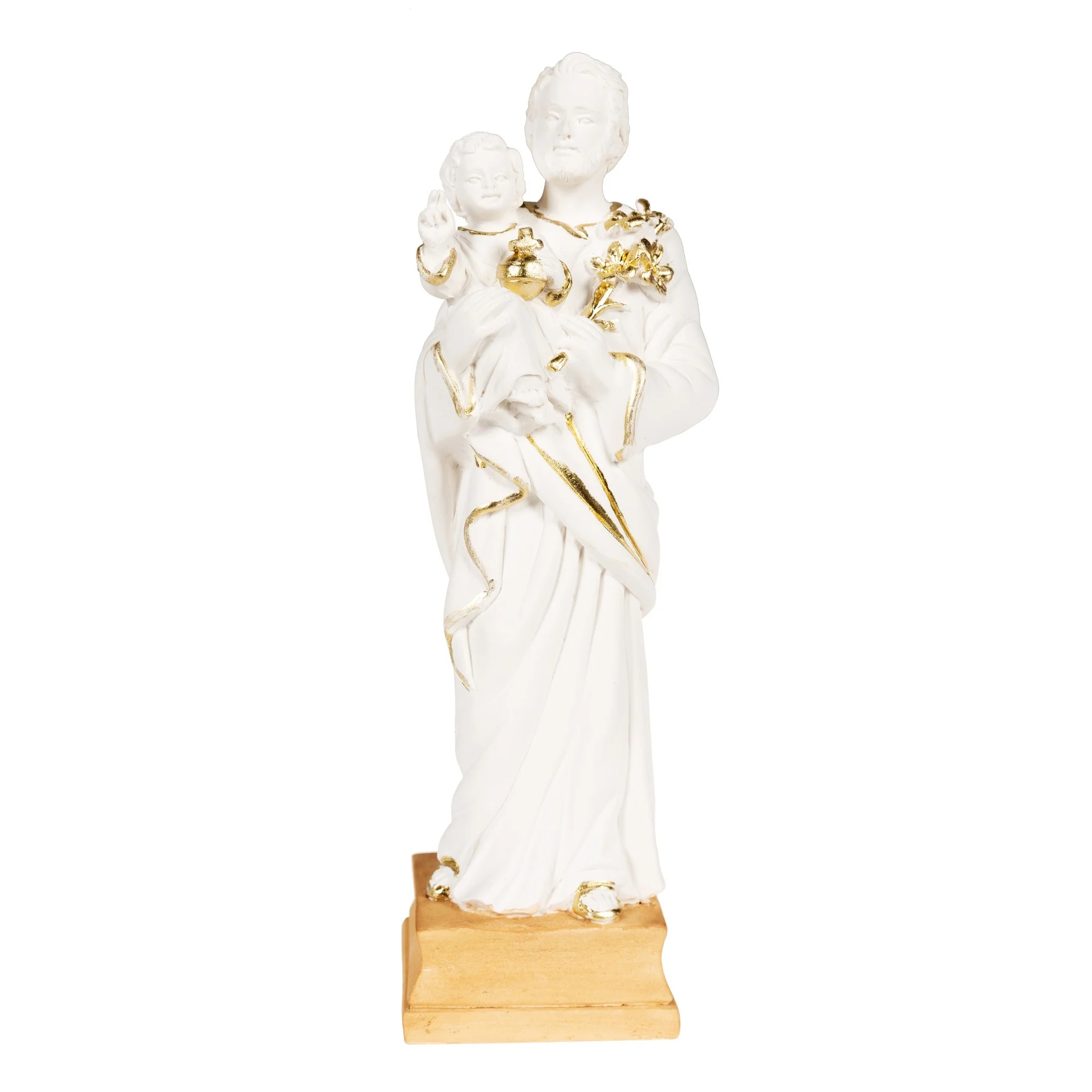 St. Joseph & the Christ Child Statue with Gold - 7.8" - Image 3