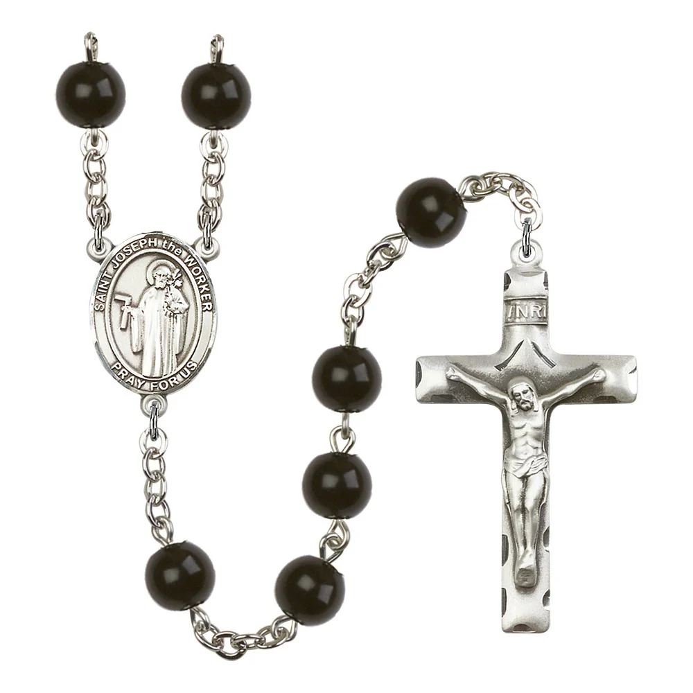 St. Joseph The Worker 7mm Black Onyx Rosary