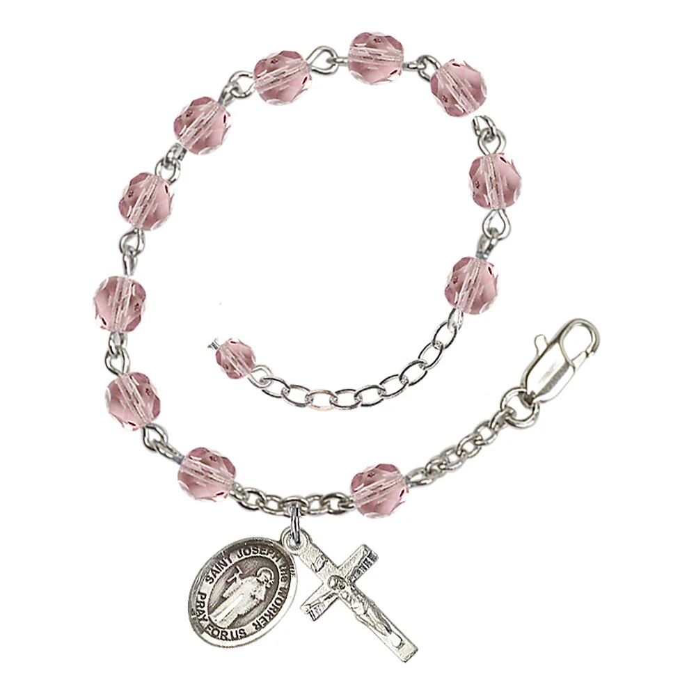 St. Joseph The Worker Crystal Birthstone Rosary Bracelet - Multiple Birthstones - Image 5