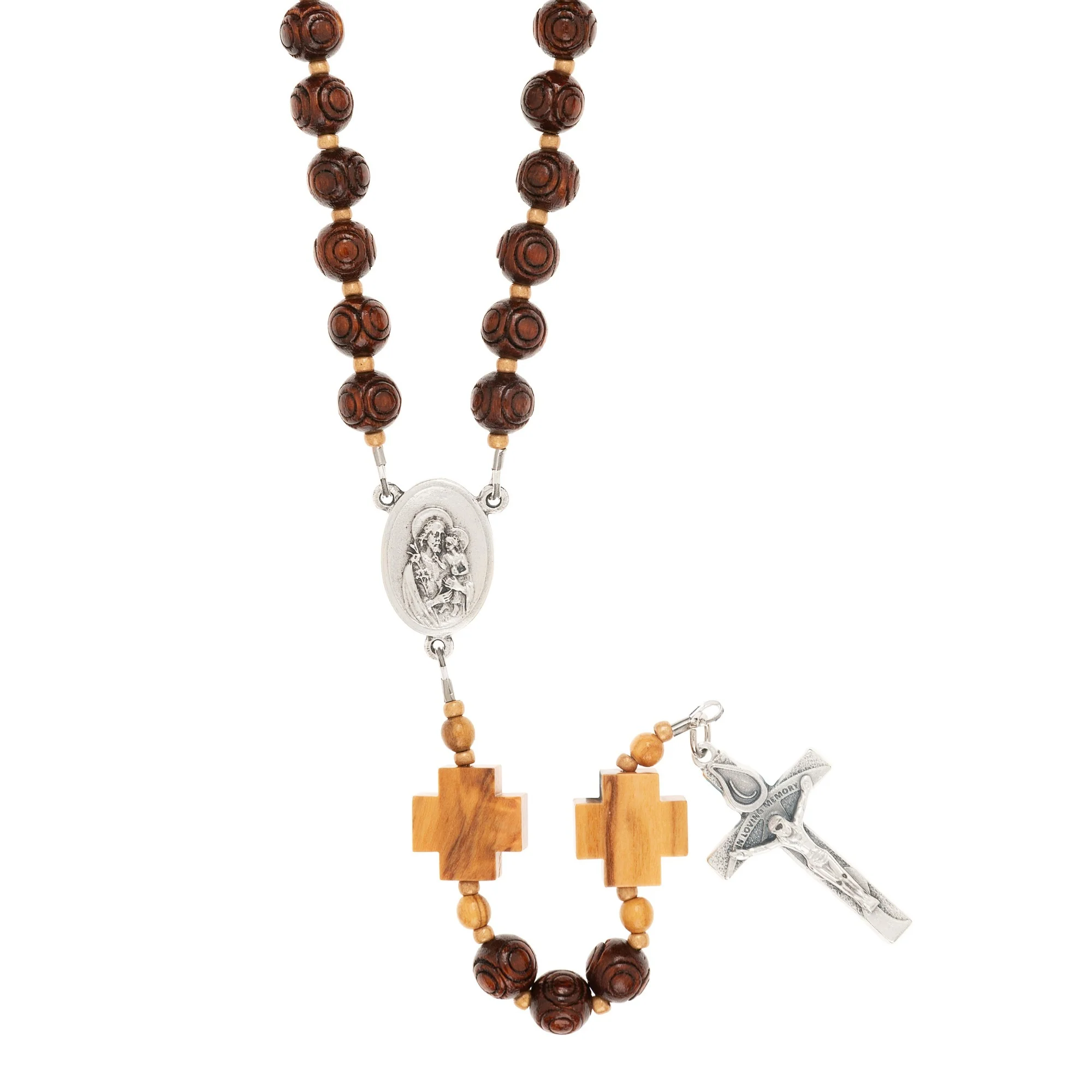 St. Joseph Wood Bead Memorial Rosary - Image 2