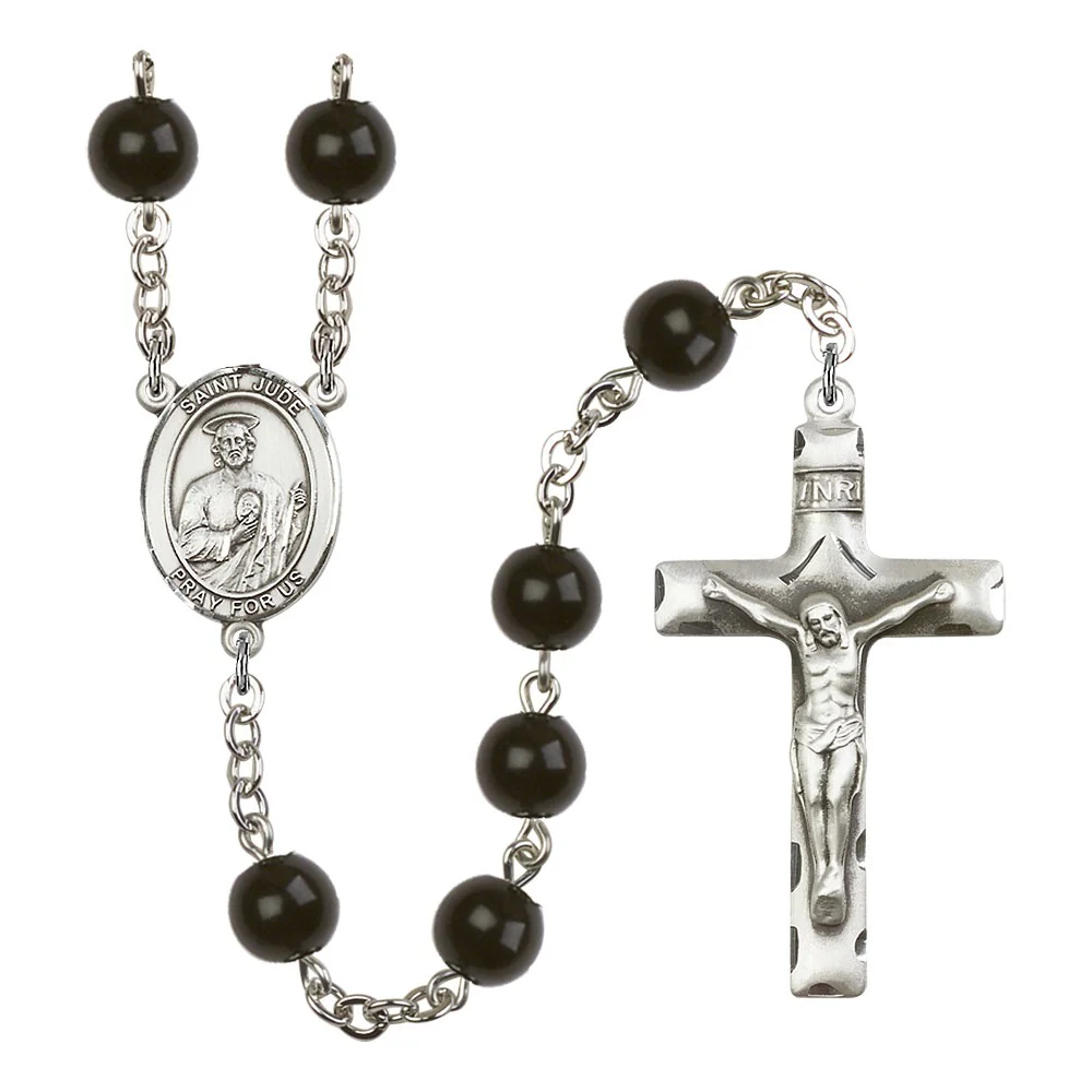 St. Jude Thaddeus 7mm Black Onyx Rosary