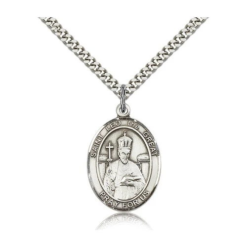 St. Leo the Great Pendant with Chain, Bliss, Sterling Silver
