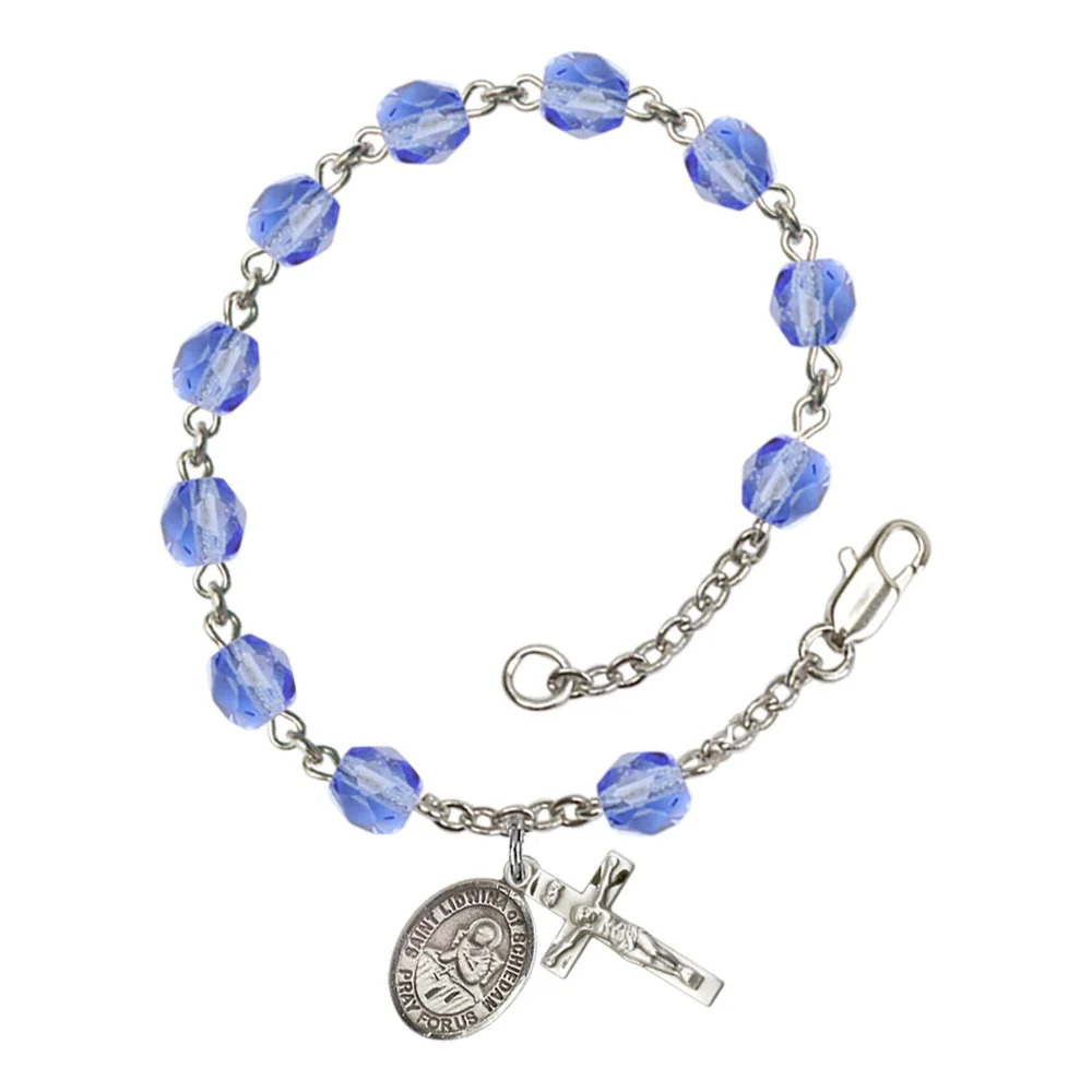St. Lidwina Of Schiedam Blue September Rosary Bracelet 6mm