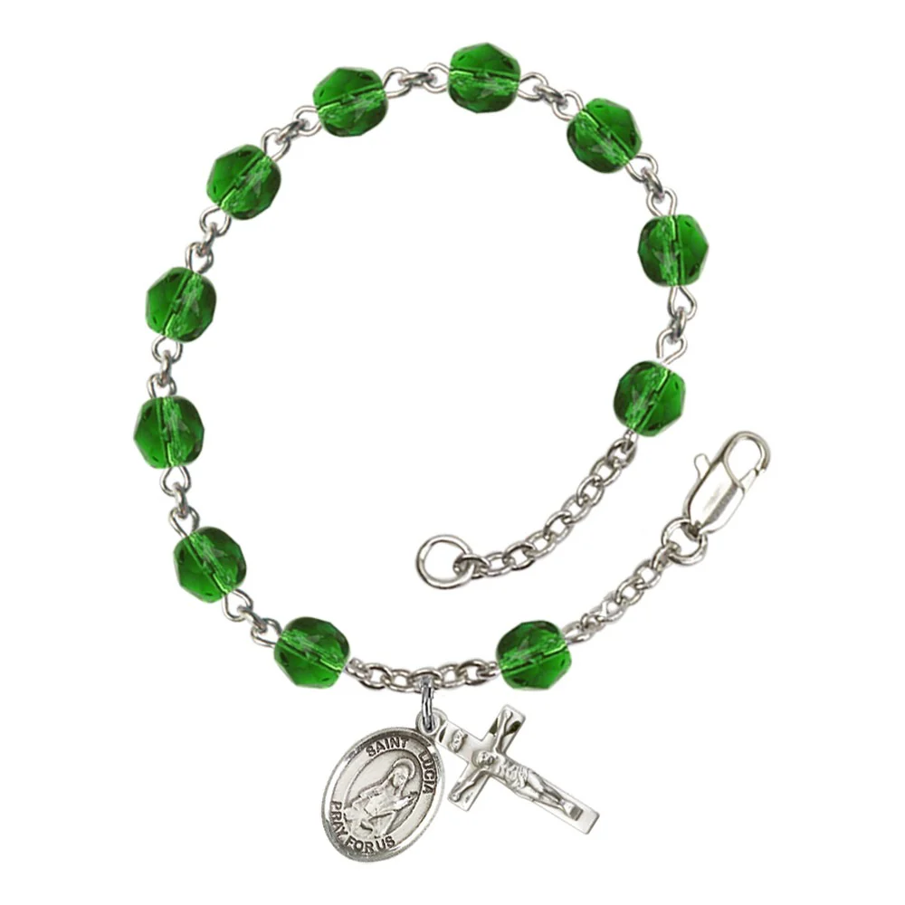 St. Lucia Of Syracuse Green May Rosary Bracelet 6mm