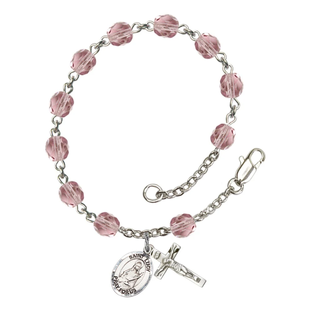 St. Lucy 6mm light purple June Rosary Bracelet