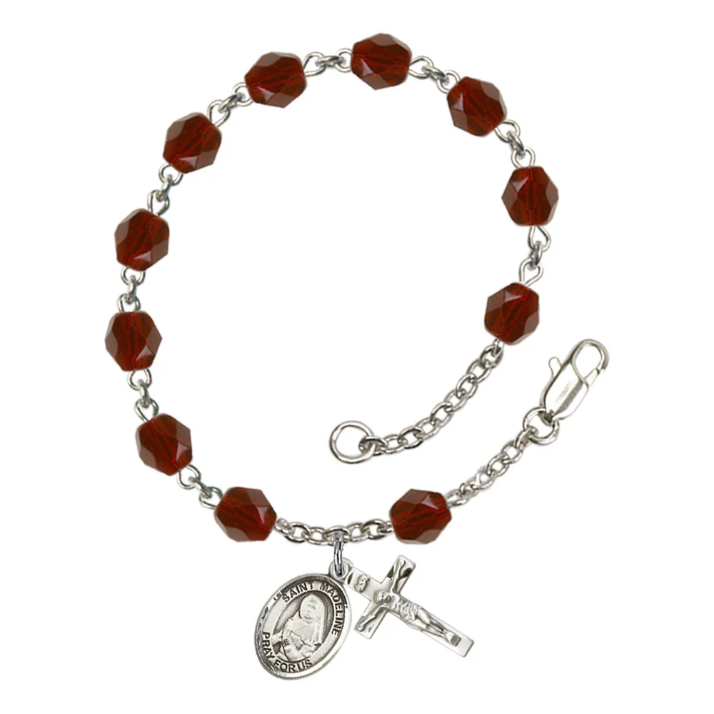 St. Madeline Sophie Barat Red January Rosary Bracelet 6mm