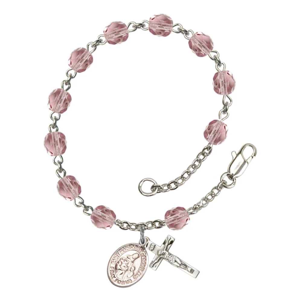 St. Margaret Of Scotland 6mm light purple June Rosary Bracelet