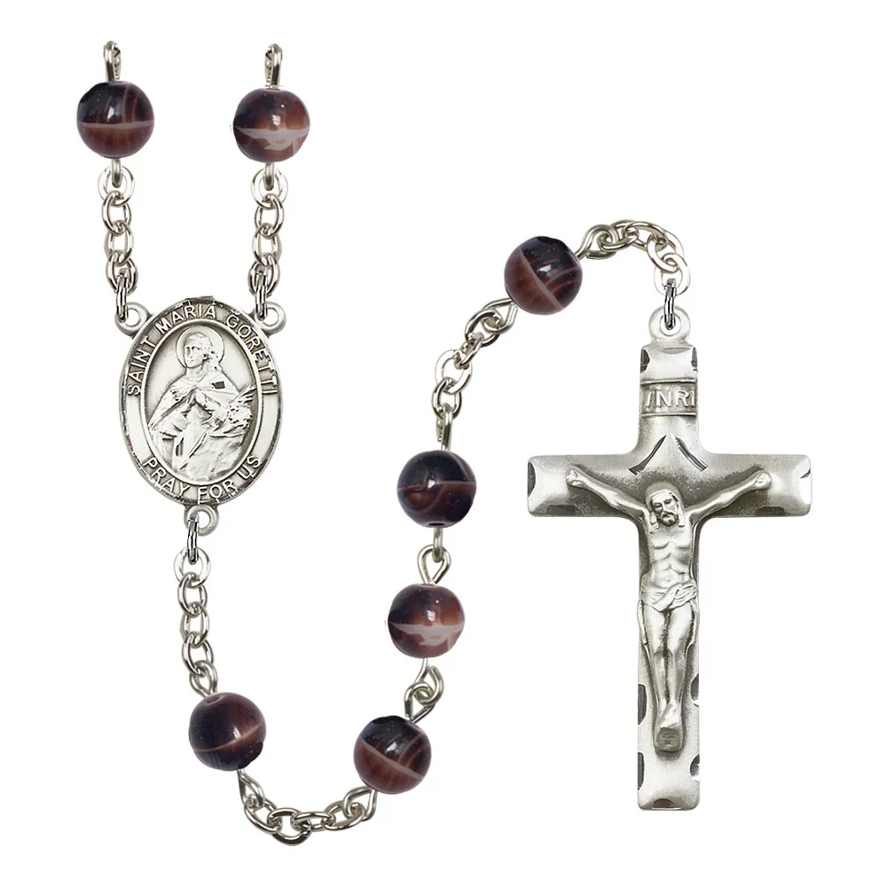 St. Maria Goretti 7mm Brown Rosary