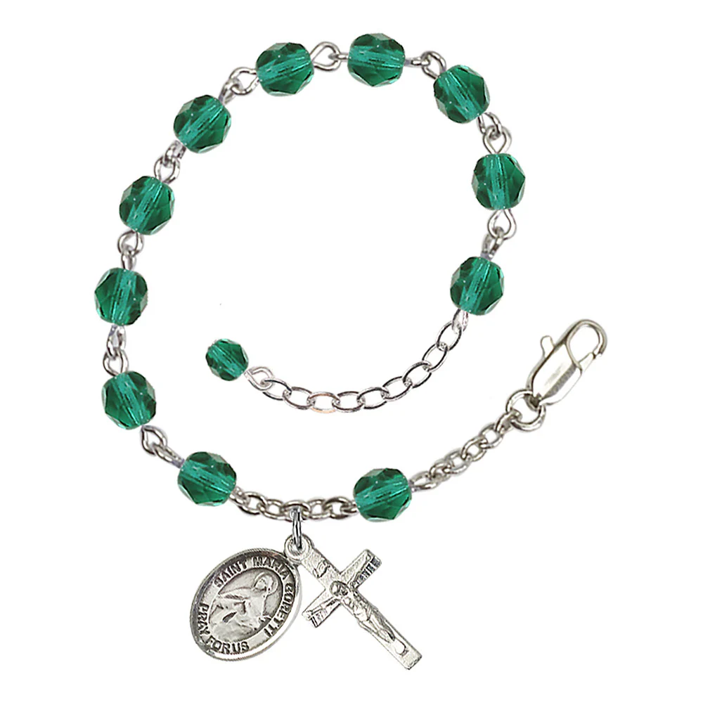 St. Maria Goretti Crystal Birthstone Rosary Bracelet - Multiple Birthstones - Image 3