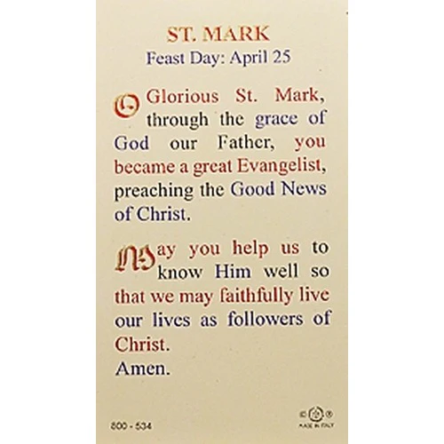 St. Mark - Prayer Card - Image 2
