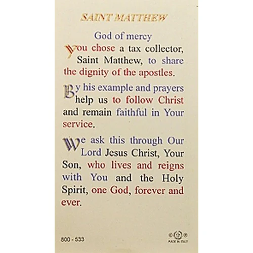 St. Matthew - Prayer Card - Image 2