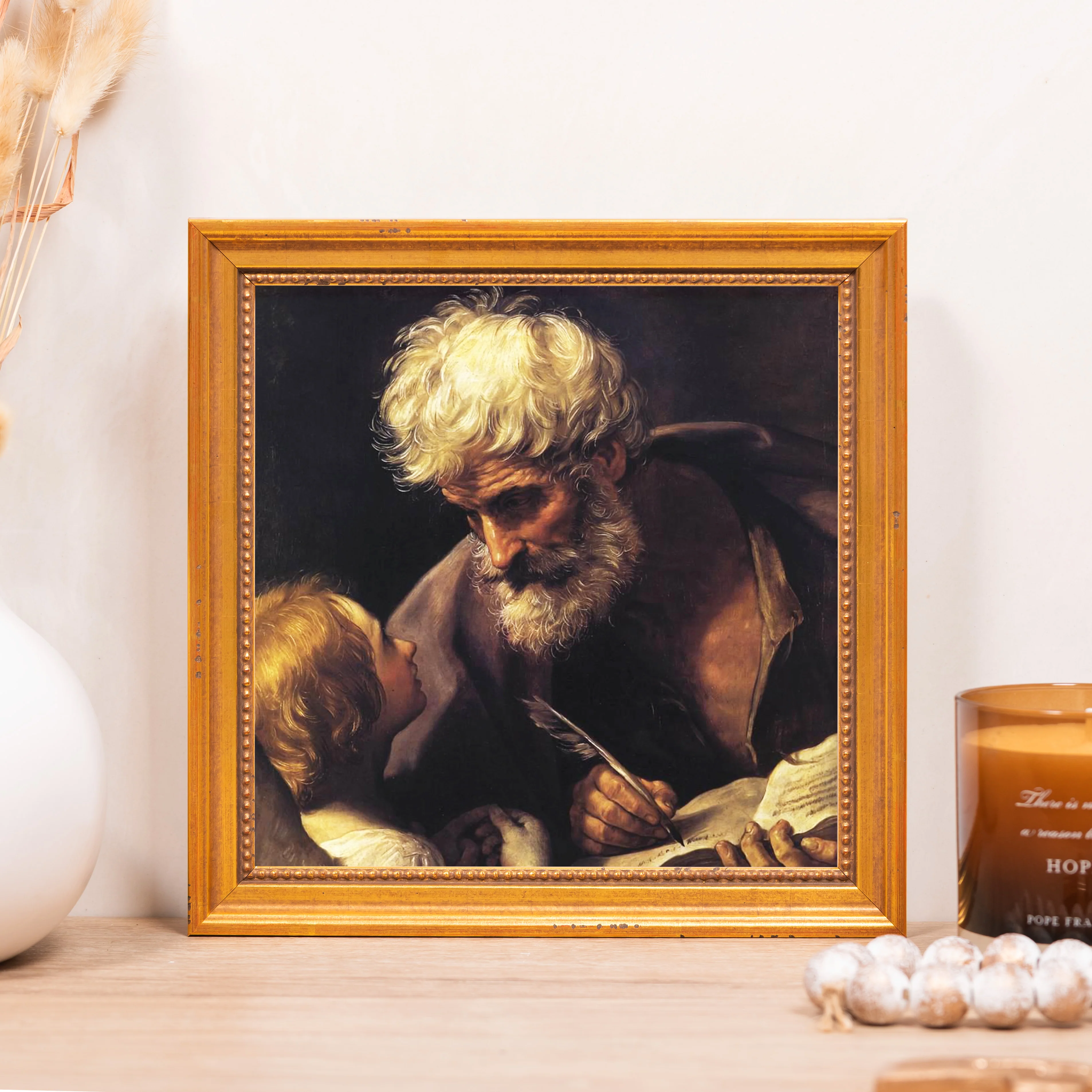 St. Matthew & the Angel Framed Canvas - Sacred Mini Collection - Image 5