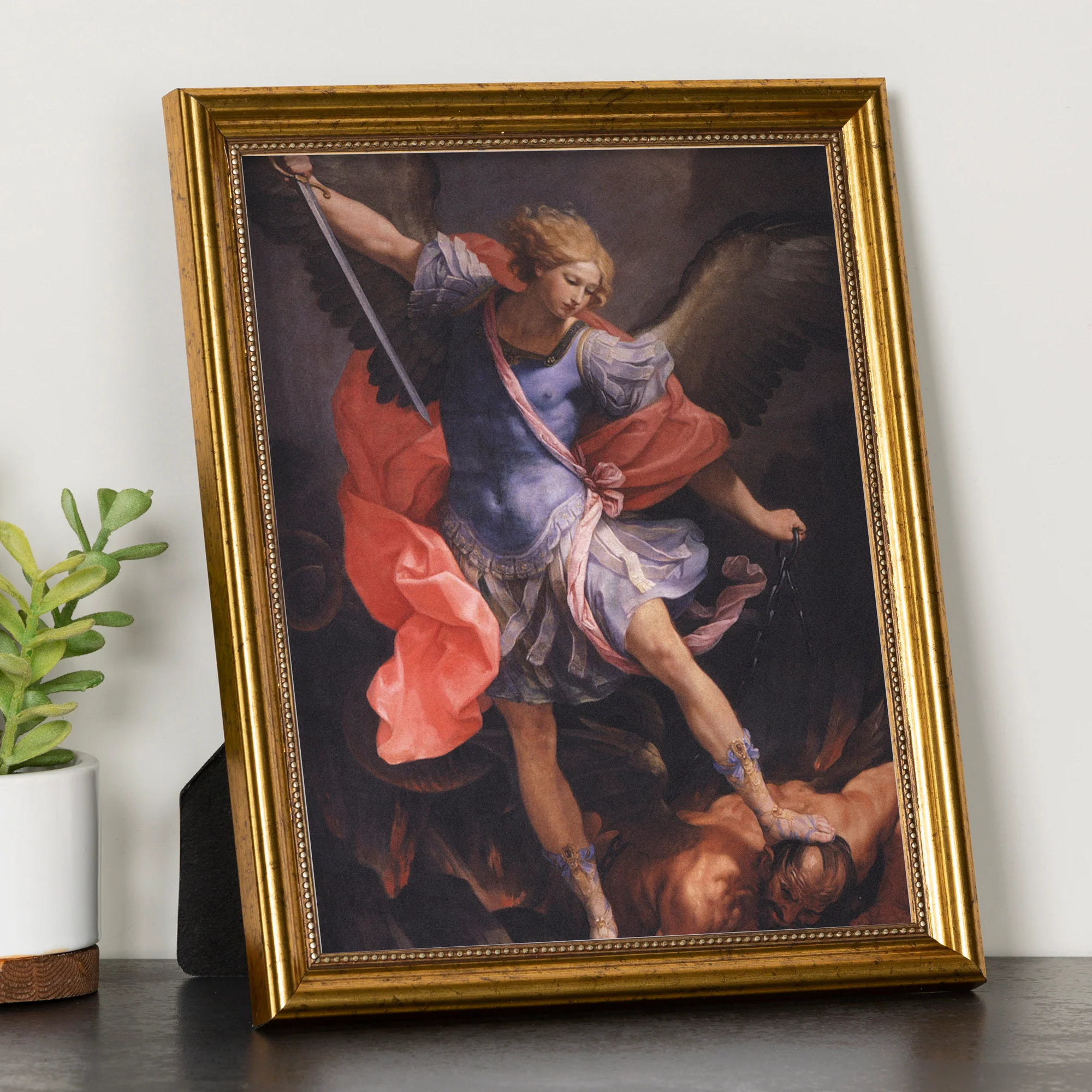 St. Michael Antique Gold Framed Print - Multiple Sizes