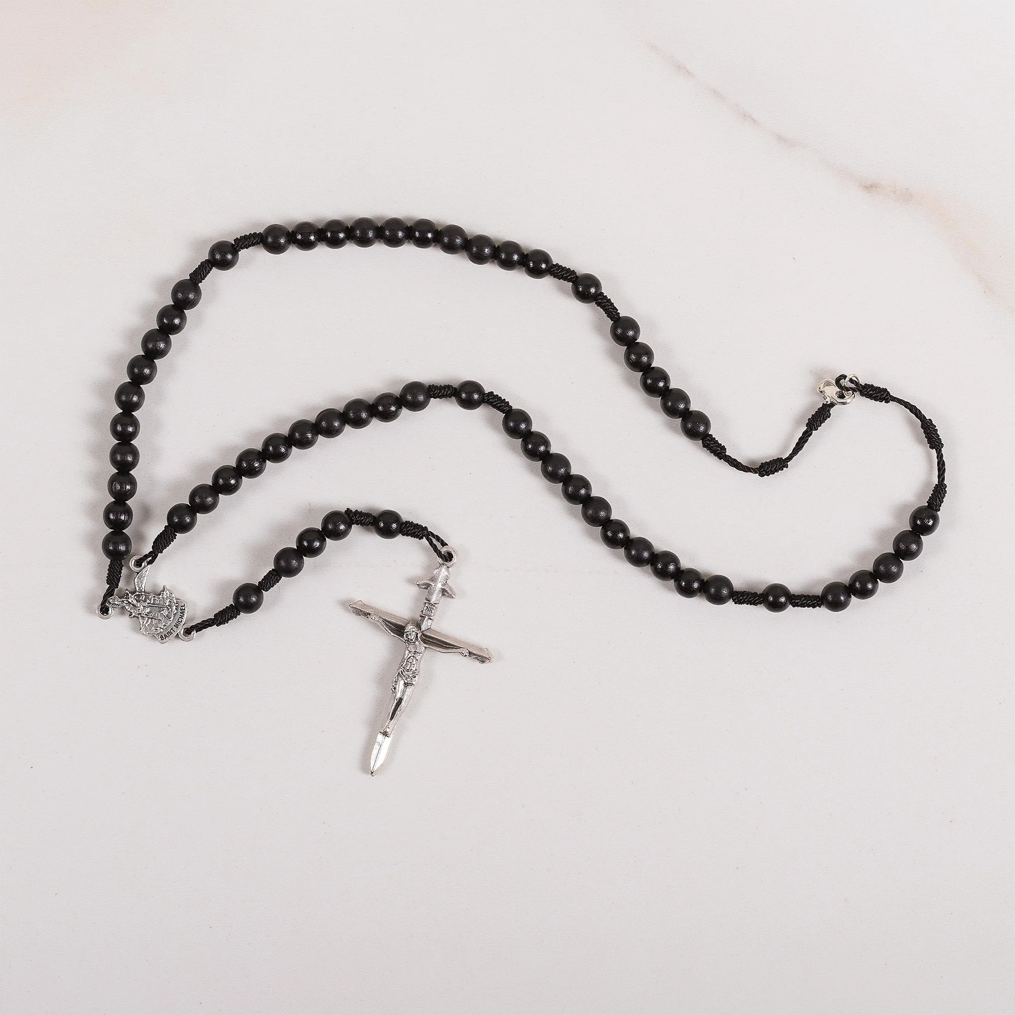 St. Michael Black Rosary Necklace