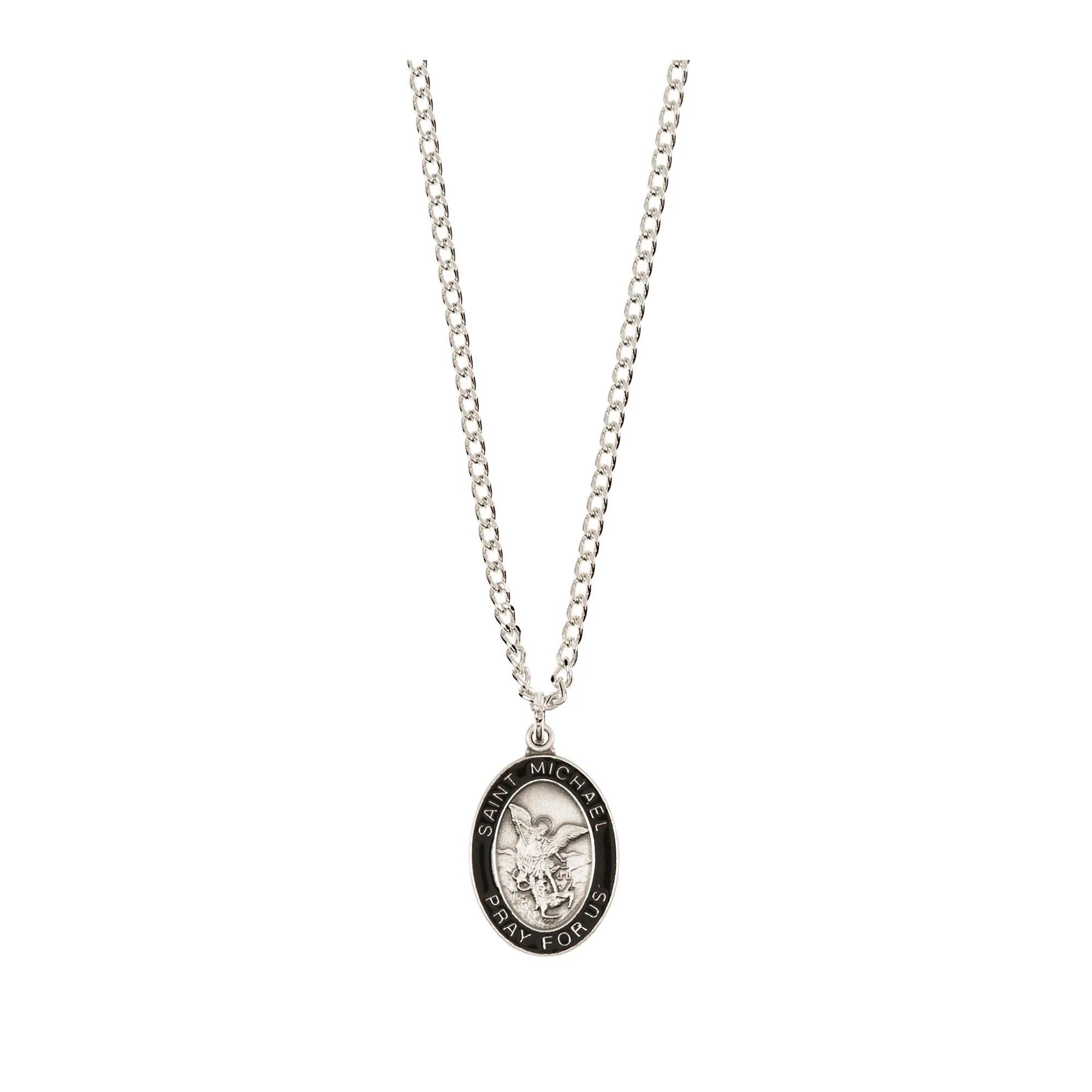 St. Michael Black & Silver Medal with Prayer Card - Image 2