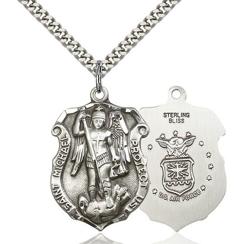 St. Michael Pendant Air Force, Bliss, Sterling Silver