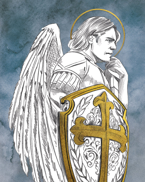 St. Michael Serviam Warrior Print - 8" x 10" - Image 2