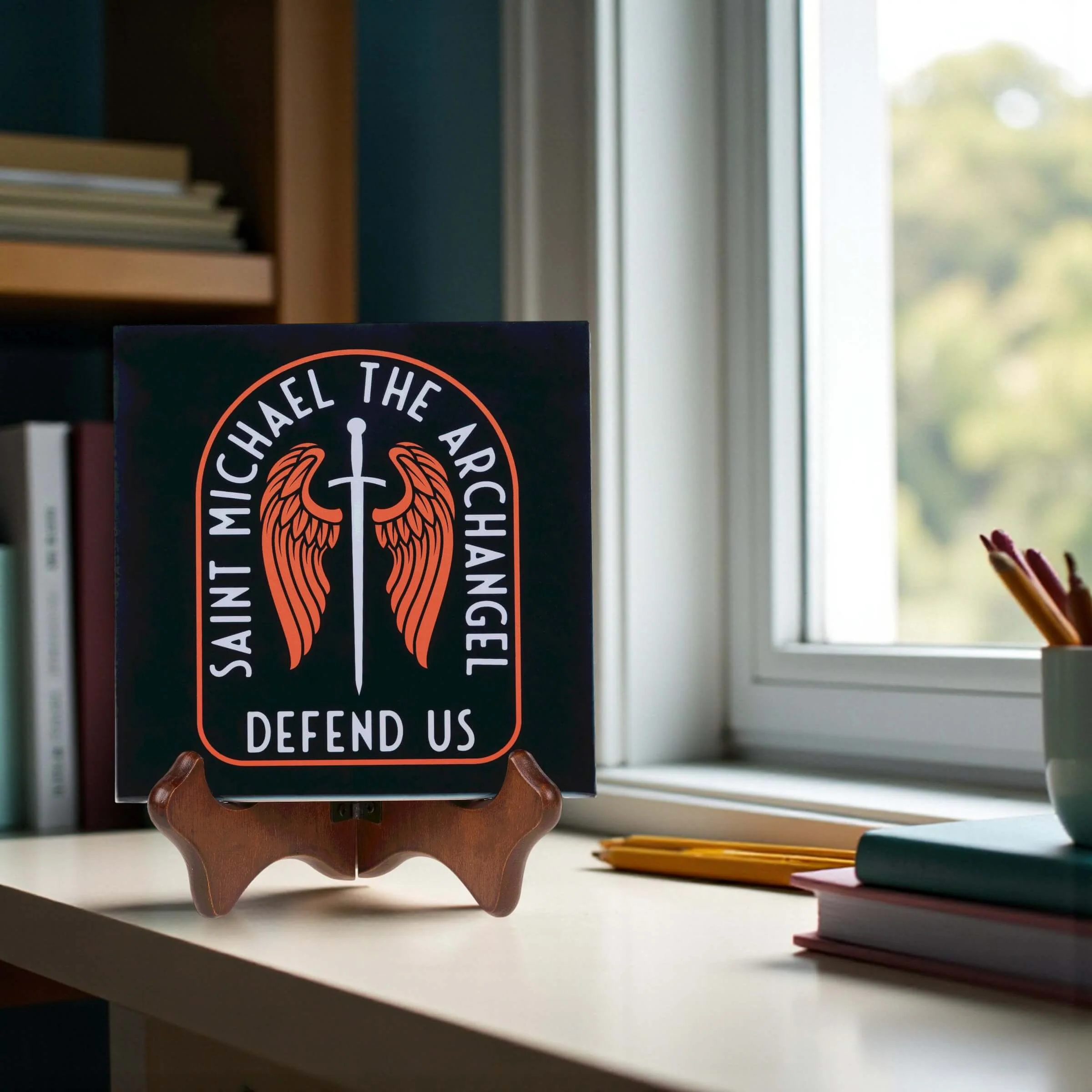 St. Michael Sword & Shield Ceramic Tile