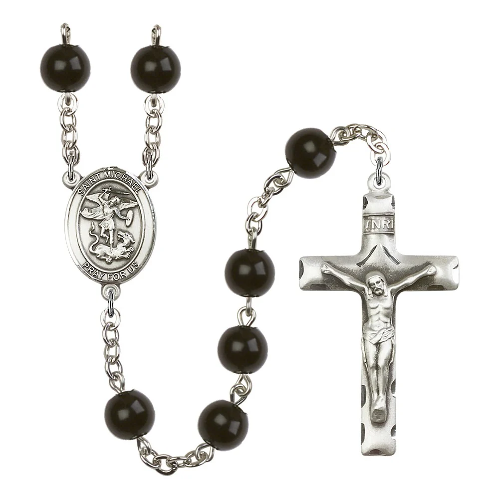 St. Michael The Archangel 7mm Black Onyx Rosary