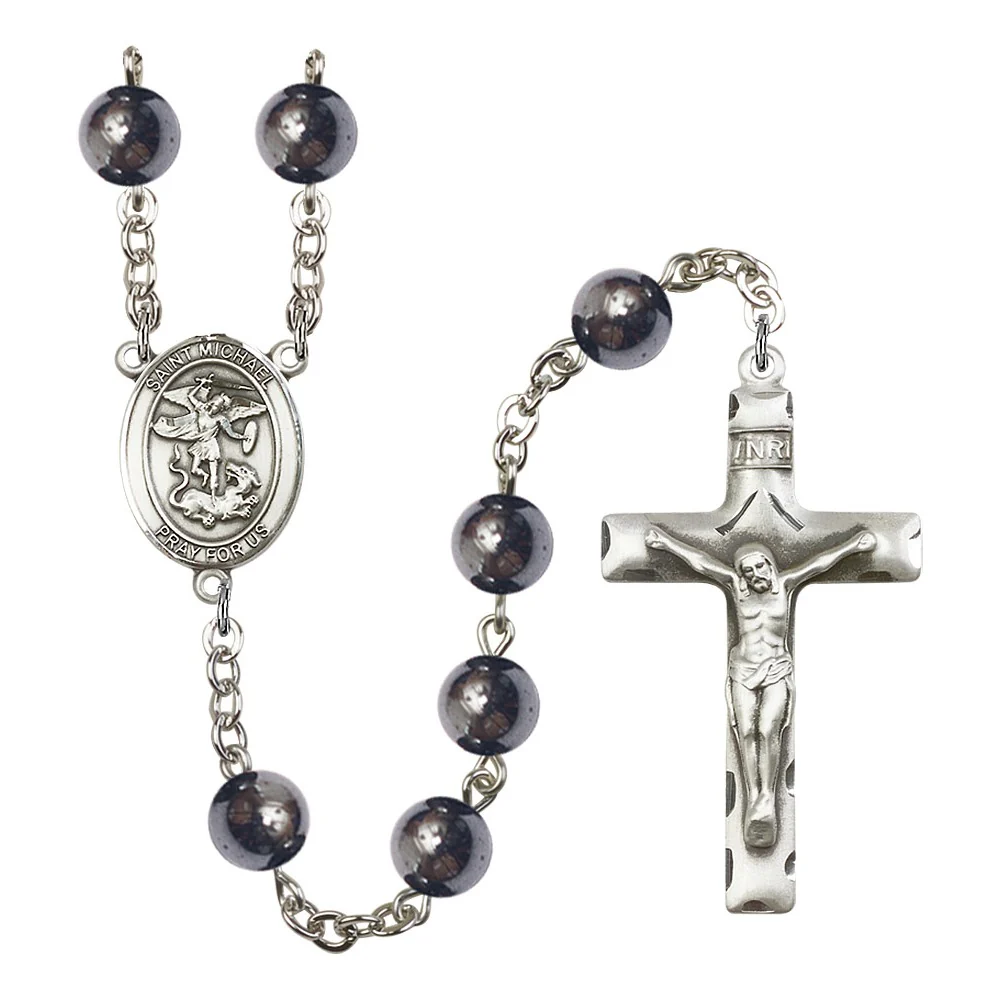 St. Michael The Archangel 8mm Hematite Rosary