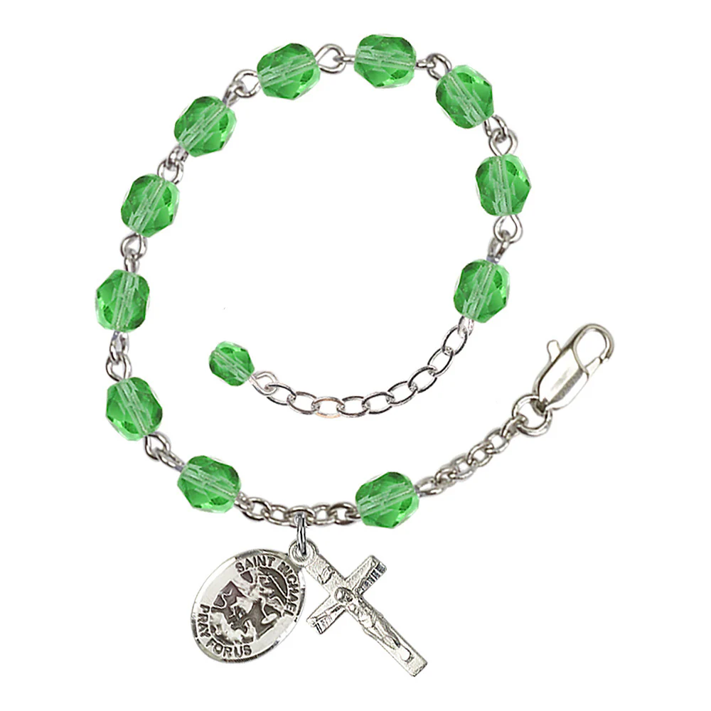 St. Michael the Archangel Crystal Birthstone Rosary Bracelet - Multiple Birthstones - Image 2