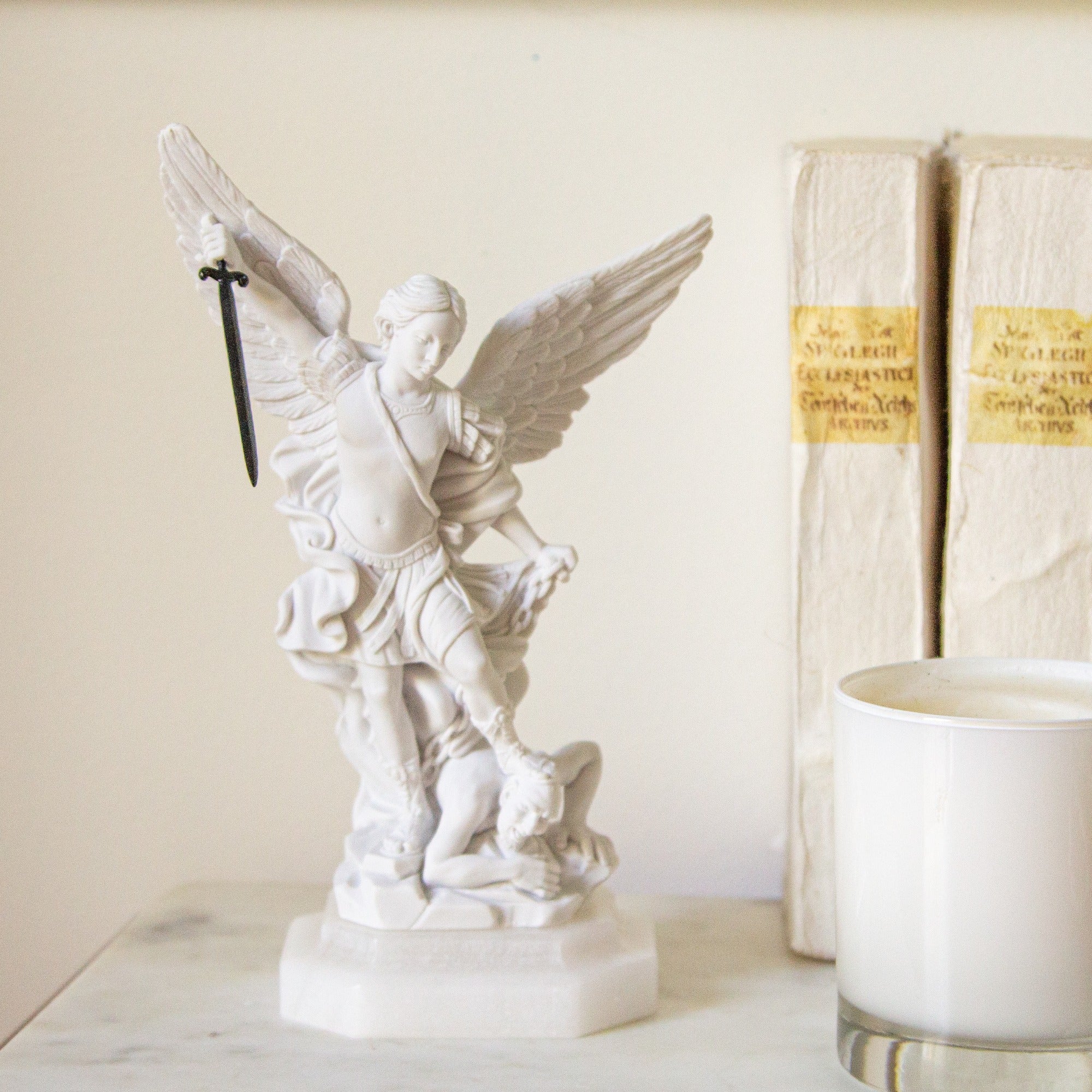 St. Michael the Archangel Italian Alabaster Statue - Image 2