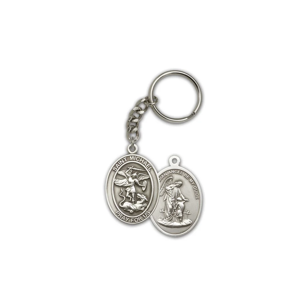 St. Michael the Archangel KeyChain, Bliss, Antique Silver