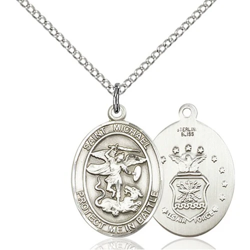 St. Michael the Archangel Pendant Air Force, Bliss, Sterling Silver