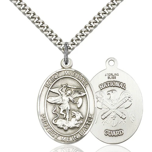 St. Michael the Archangel Pendant Nat'l Guard, Bliss, Sterling Silver - Image 2